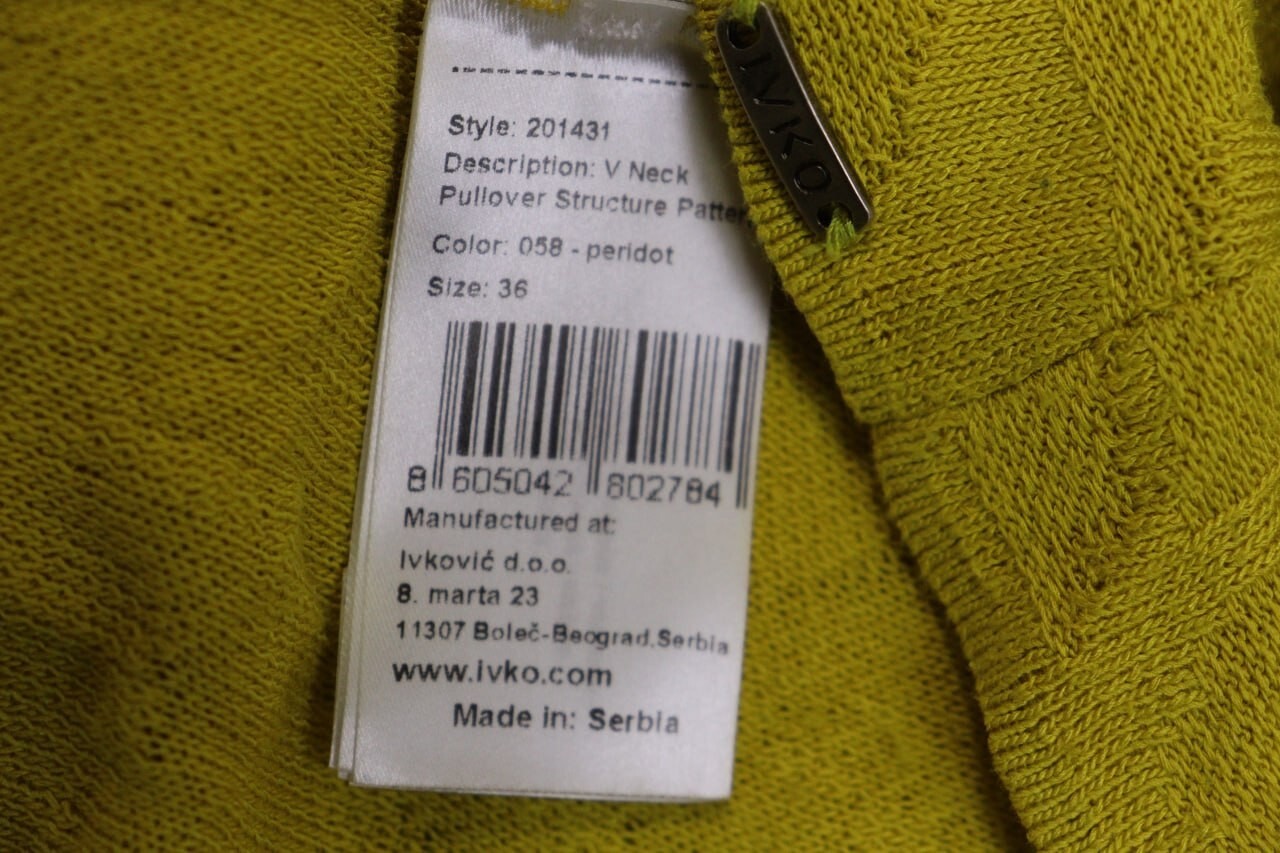 Ivko V-Neck Pullover Structure Pattern Yellow Shi… - image 16