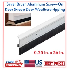 0.25 in. x 36 in.Silver Brush Aluminum Screw-On Door Sweep Door Weatherstripping
