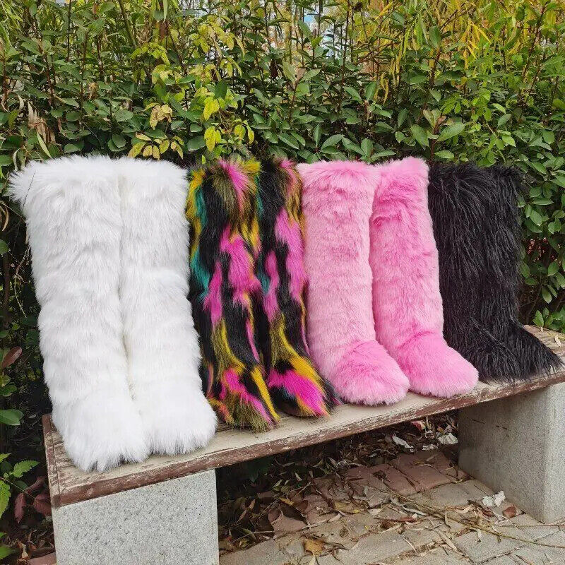Hot Mongolian Fur Boot Factory Winter Ladies Snow Shoes Faux Hot Mongolian Fur Boot Factory Winter Ladies Snow Shoes Faux