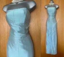 Karen Millen UK 12 Duck Egg Metallic Satin Cocktail Set Maxi Skirt  Corset EU40