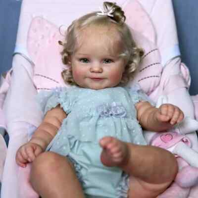 Full Body Vinyl Doll Lifelike Reborn Blond Baby Girl Toy Children Birthday Gift