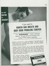 1955 Ennds Chlorophyll Tablets End Bad Breath Body Odor Vtg Print Ad LHJ4