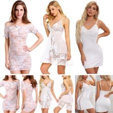 Women Sexy Lingerie Lace Sheer Babydoll Mini Dress Underwear Nightwear Sleepwear