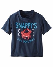 NWT Carter's Infant Navy Rash Guard Swimming Beach Sz 3-6M Boy Crab Snappy's