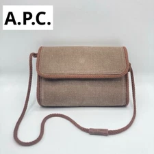 A.P.C. Canvas Shoulder Bag Brown Beautiful design Easy to use and durable USED