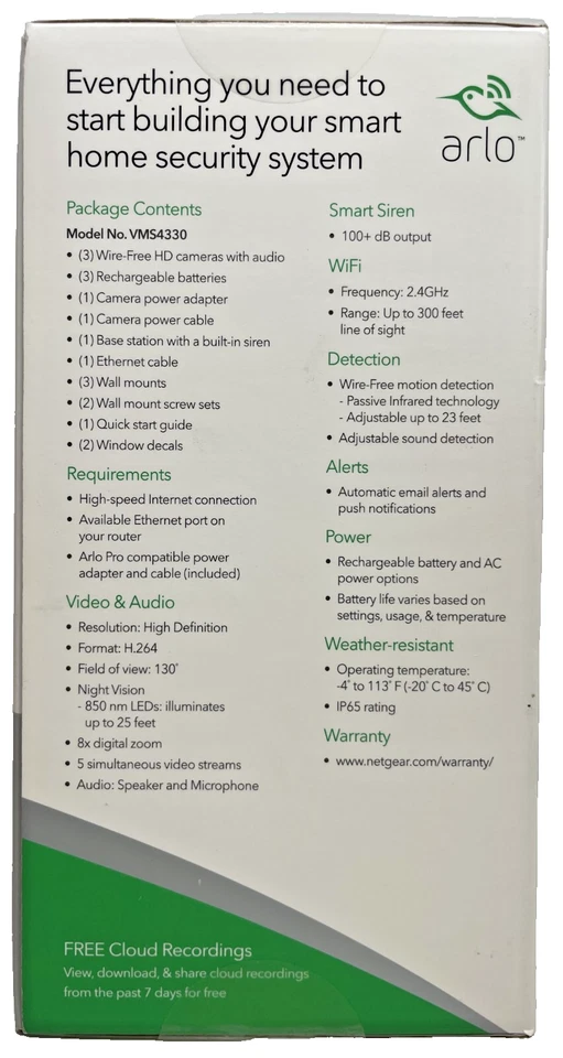 New Netgear Arlo Pro 3pk Wire-Free HD Security Cameras - Image 2 of 4