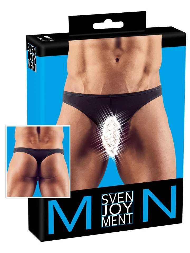 Herren String M-XL schwarz Front-Loch Penis-Hose Swell-Funktion Tanga "Showtime - Bild 3 von 4