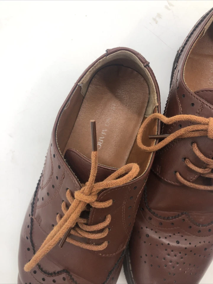 Zapatos informales de imitación de cuero con cordones punta redonda para mujer, usados, Bruno Marc, talla US 8 Foto 4 de 4