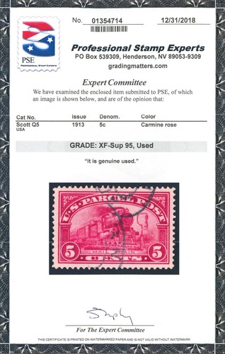 USA Scott# Q5 Used, XF-Superb 95, PSE Graded (55735) - Picture 2 of 2