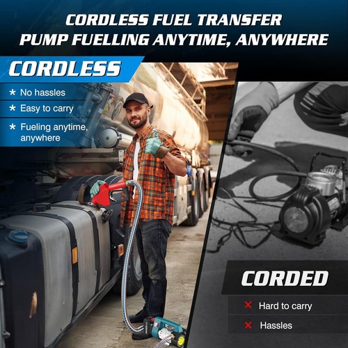 Seesii 12GPM Electric Fuel Pump Diesel Kerosene Transfer 2x6.6FT Hoses 2*4.0Ah - Picture 4 of 8
