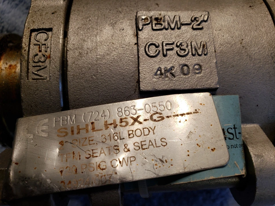 2" 316L Sanitary Stainless Steel 2-Way Ball Valve PBM Manual CF3M SIHLH5X-G USED - Image 3 of 4