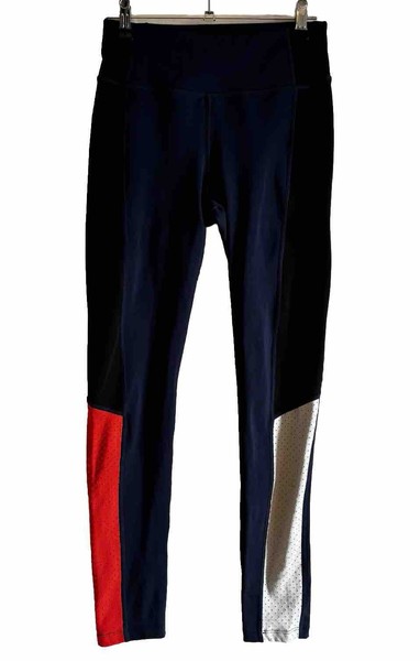 ROCKWEAR Ladies Leggings Size 8 Blue Red Ankle Length Activewear Gym Stretch