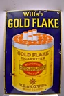 Vintage Gold Flake Wills Porcelain Enamel Advertising Sign Tobacco 30x20 Rare "R