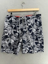 Goodfellow Swim Trunks Mens Large Blue Hawaiian Print Board Shorts Pockets