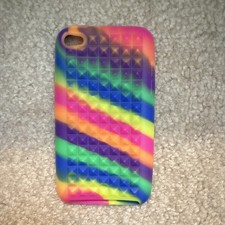 Claires Rainbow Striped Multicolor Rubber Case Cover for Apple iPod Touch
