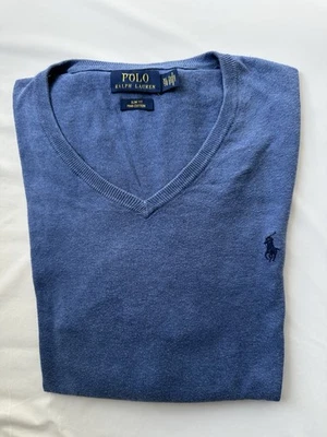 Pull Ralph Lauren Col V Homme | Taille XL - Bleu Ciel Coton | Léger et Élégant - Photo 1/4