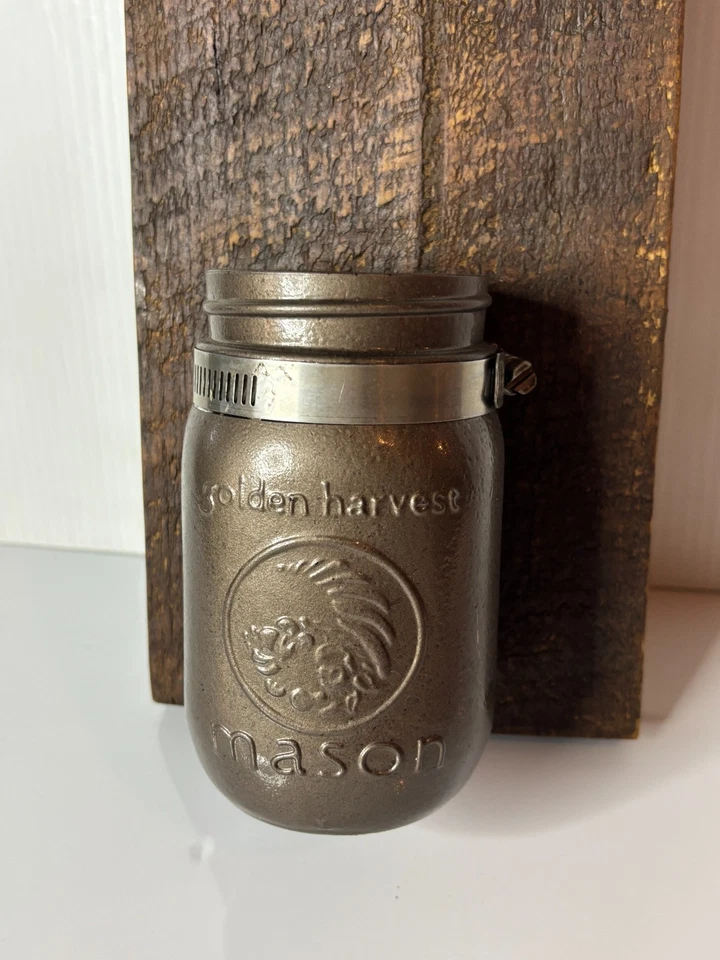 Wood Metal Bottle Drink Cap Opener Catcher Wall Hanging Farmhouse Glass Jar 16" - Image 3 of 4