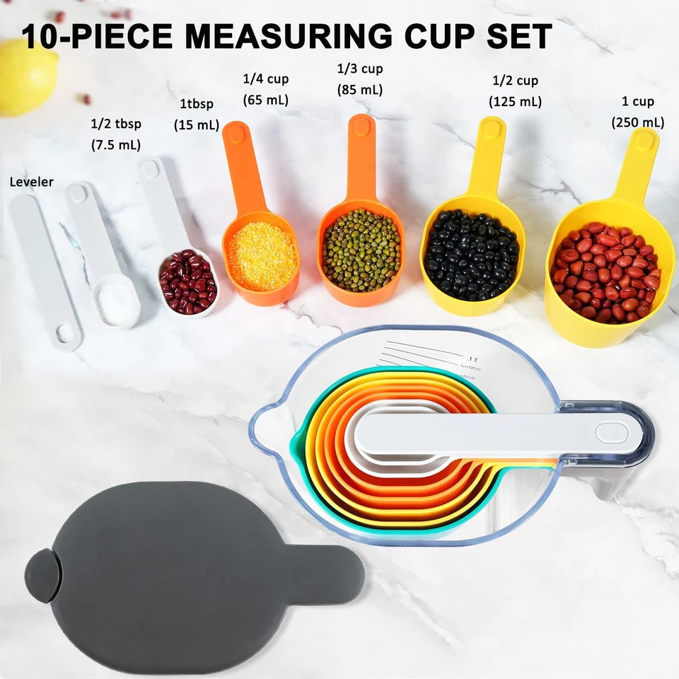 19 Pieces Measuring Cups and Spoons set, Includes 10 Stackable Measuring Cup ... - Image 2 of 4