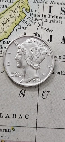 High Grade Gem BU 1942 Mercury Dime 90% Silver Uncirculated