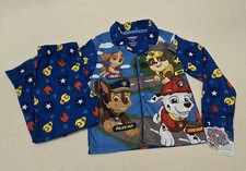 Paw Patrol Pajamas Boys XS 4-5 Fleece Long Sleeve 2PC PJ Set Blue Button Up NWT
