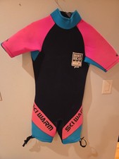 Ski Warm Classic Shorty Black Pink Turquoise Wet Suit Spring Suit Sz L Neoprene