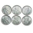 1943-P Lincoln Steel One Cent Coins, Lot of 6,  Wheat Penny,  US Coins, UNC #530