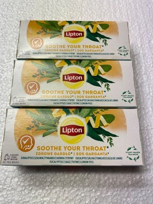 3X LIPTON TEE BERUHIGT IHREN HALS - KRÄUTERTEE - 20 PYRAMIDENBEUTEL - VERSIEGELTE BOX USA