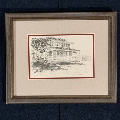 Nicola Soricelli Original Pencil Drawing House Portrait Framed Sketch