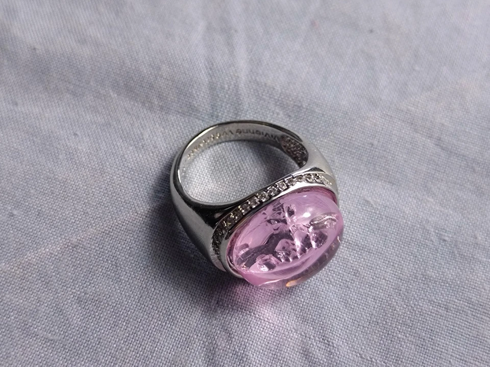Vivienne Westwood Silver Ring with Pink Glass Orb UK Size N 1/2 - Image 2 of 4