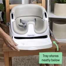 Ingenuity Baby Base 2-in-1 Booster Feeding  Floor Seat, Self-Storing Tray 10678