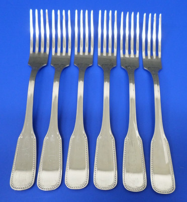 6 - Guy Degrenne PERLES Glossy 18/10 Stainless FRANCE Flatware DINNER FORKS