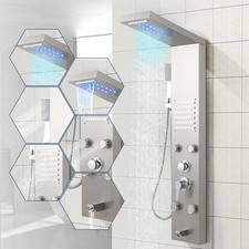 Duschpaneel mit Thermostat Edelstahl Regendusche Eckmontage Duschpaneele Schwarz