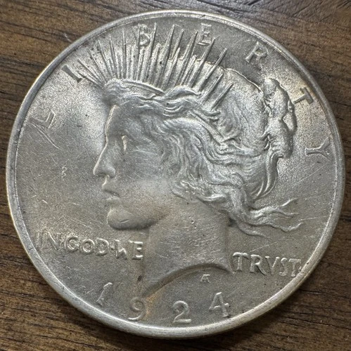 1924 $1 Peace Dollar AU Philadelphia Mint 90% Silver