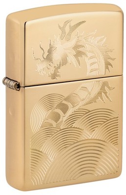 Zippo Golden Dragon Design High Polish Brass Windproof Pocket Lighter, 46822