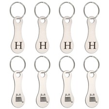 8Pcs Stainless Steel Shopping Trolley Token, Silver Tone Letter H Grocery Cart