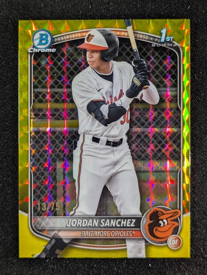 2025 Bowman Chrome JORDAN SANCHEZ 13/75 1st Bowman Yellow Geometric #BCP-208
