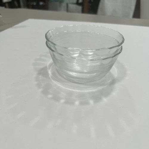 Pyrex 464 Scalloped 3 Ring Glass Custard Cup Ramekin 300ml - 2 qty