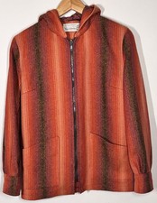 FRASER CAMERON Womens Wool Jacket UK 12 Hooded Orange Made In Scotland Unisex