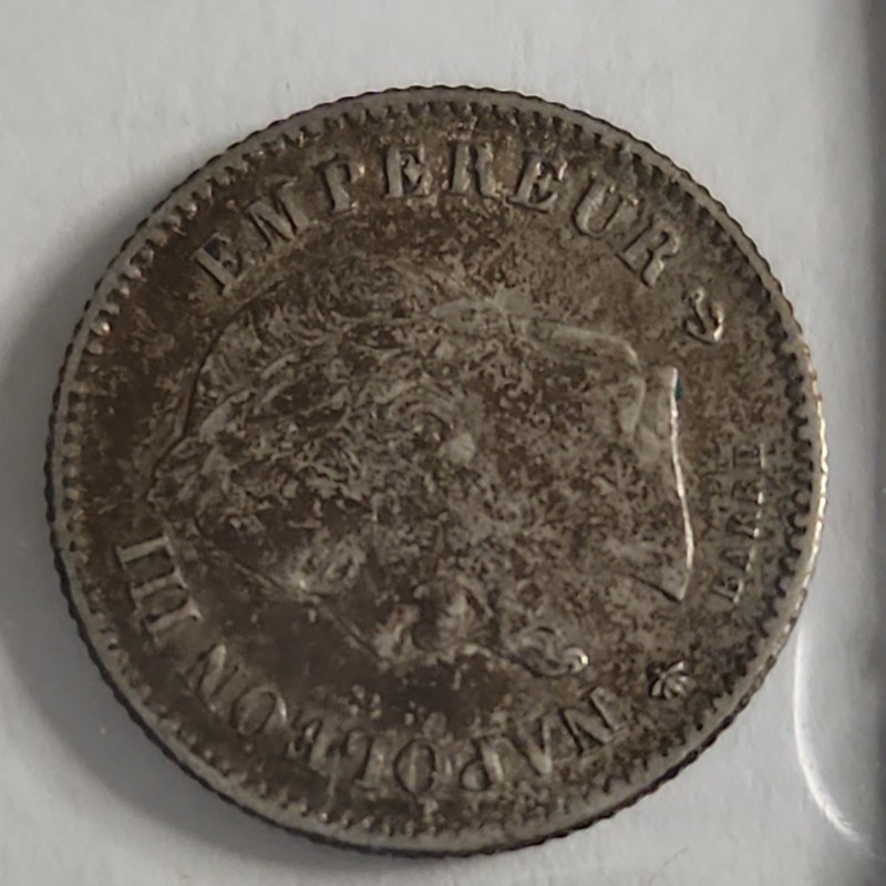 Lot of 2 Foreign Coins 1867 20 Centimes 1900 Great Britain 1 Shilling Silver
