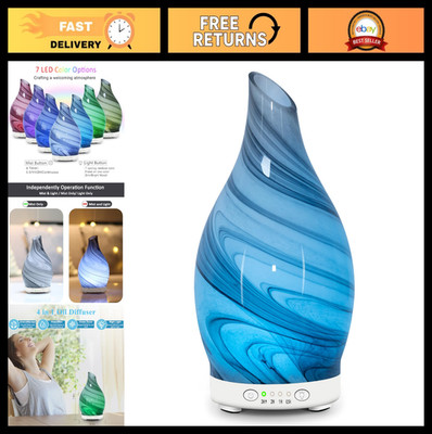 120ML Glass Essential Oil Diffuser - 4 Timer Settings, 7 Color Lights, Auto Shut