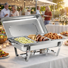 Edelstahl Warmhaltebehälter Chafing Dish Speisenwärmer Rechaud Wärmebehälter Set