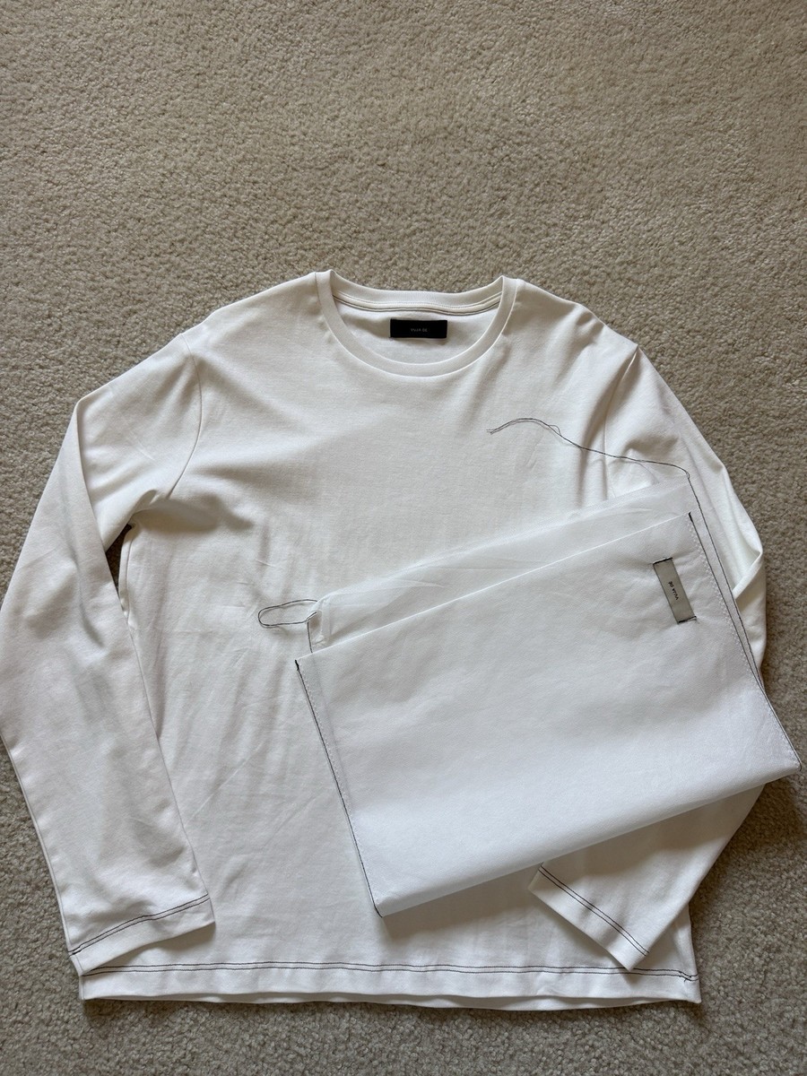 VUJA DE Contrast Stitch Long-Sleeve Top in Supima Cotton Size
