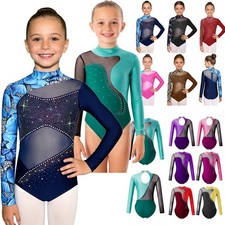 US Girls Gymnastics Leotard Mock Neck Ballet Bodysuit Tumbling Stage Performance