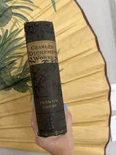 Antique 19th c.  1850s Charles Dickens Works Hardcover Book The Pickwick Club