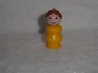 Fisher Price Little People Vintage Brown Hair Mom Girl Yellow Jetliner Ponytail