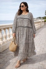 NWT ASOS DESIGN Curve long sleeve tiered smocked Boho Maxi Peasant Dress Sz 24