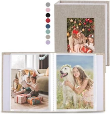 vivinin 2 Pack Photo Album 4x6, Linen Cover Book, Small Beige 