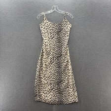 Reformation Dress Small Cream Animal Leopard Print Slip Midi Cut Out Back