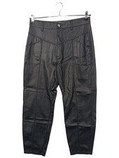 ZARA Pantaloni in ecopelle Donna Pantalone Taglia IT 44 nero effetto bagnato
