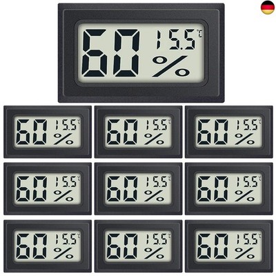 Greluma 10 Stück Mini-Digital-Thermometer-Hygrometer mit Celsius 